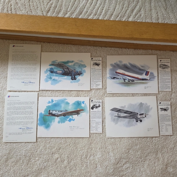 Lot Of 22 Vintage Aircraft Art Prints By Nixon Galloway United Airlines - Picture 2 of 15
